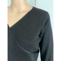 D1154 EXPRESSO maat L=42/44 zijden trui top overslag zwart