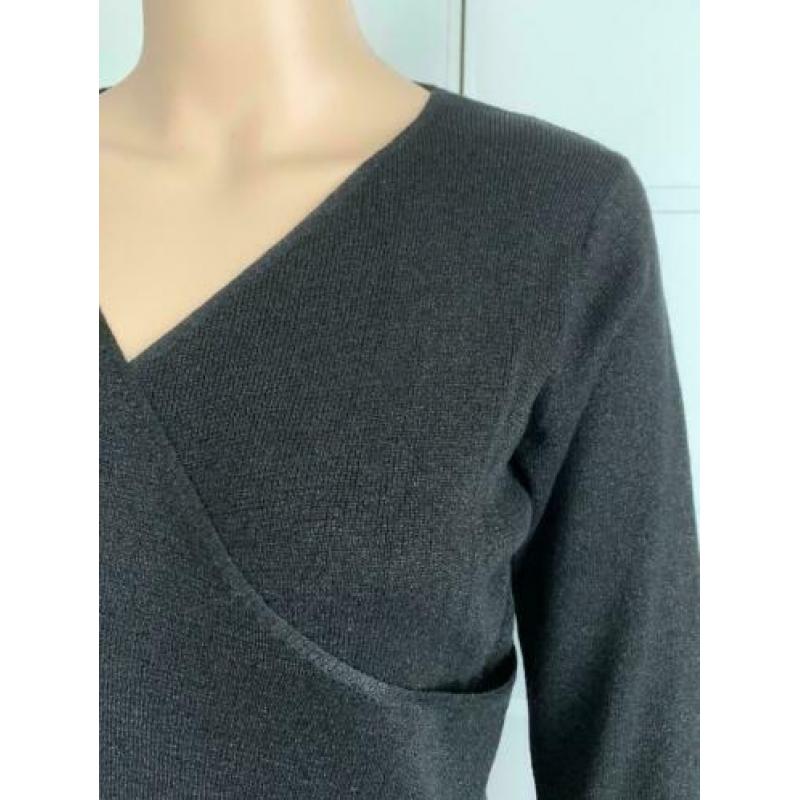 D1154 EXPRESSO maat L=42/44 zijden trui top overslag zwart