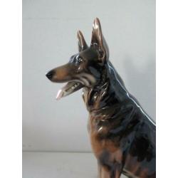 Vintage keramiek herdershond beeld hoogte 28 cm