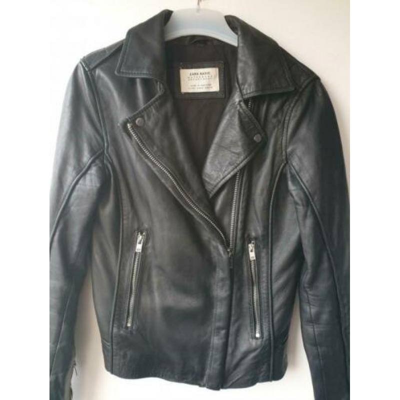 Zara leren side zippers biker jacket S