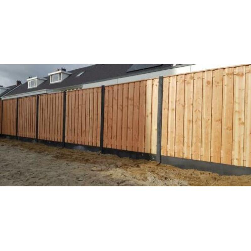 Hout/beton schutting Douglas. Al voor €95 p/m incl. montage!