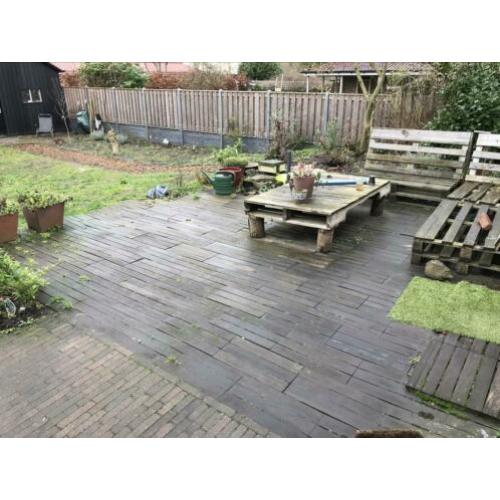 hardhouten terrastegels toplaag 12 mm dik, kunststof kliksys
