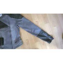 Stoer kort jasje Object, blazer, bikerjack maat 36, grijs