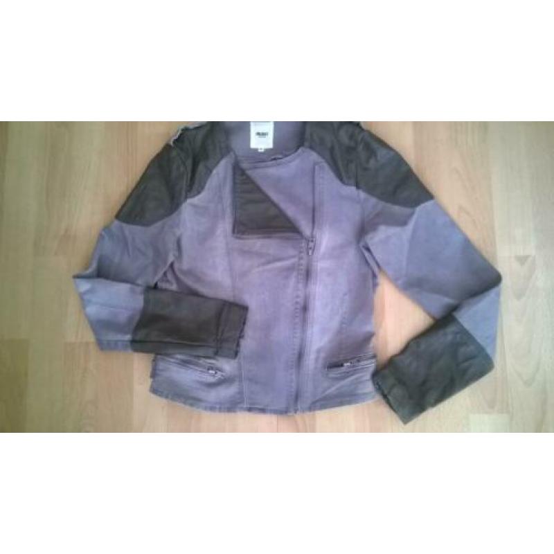 Stoer kort jasje Object, blazer, bikerjack maat 36, grijs