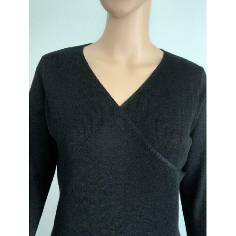 D1154 EXPRESSO maat L=42/44 zijden trui top overslag zwart