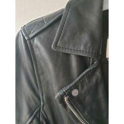 Zara leren side zippers biker jacket S