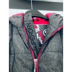 Nieuwe SuperDry dames winterjas - maat S - grijs met roze