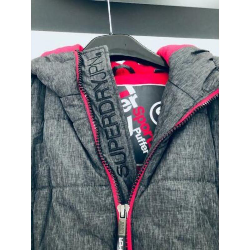 Nieuwe SuperDry dames winterjas - maat S - grijs met roze