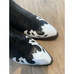 DWRS austin zwart wit leer cowboy enkellaarsje 38