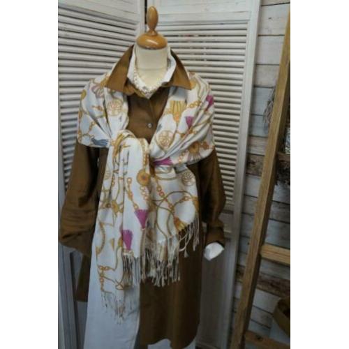 *NIEUW* Zijden/Cashmere pashmina met motief