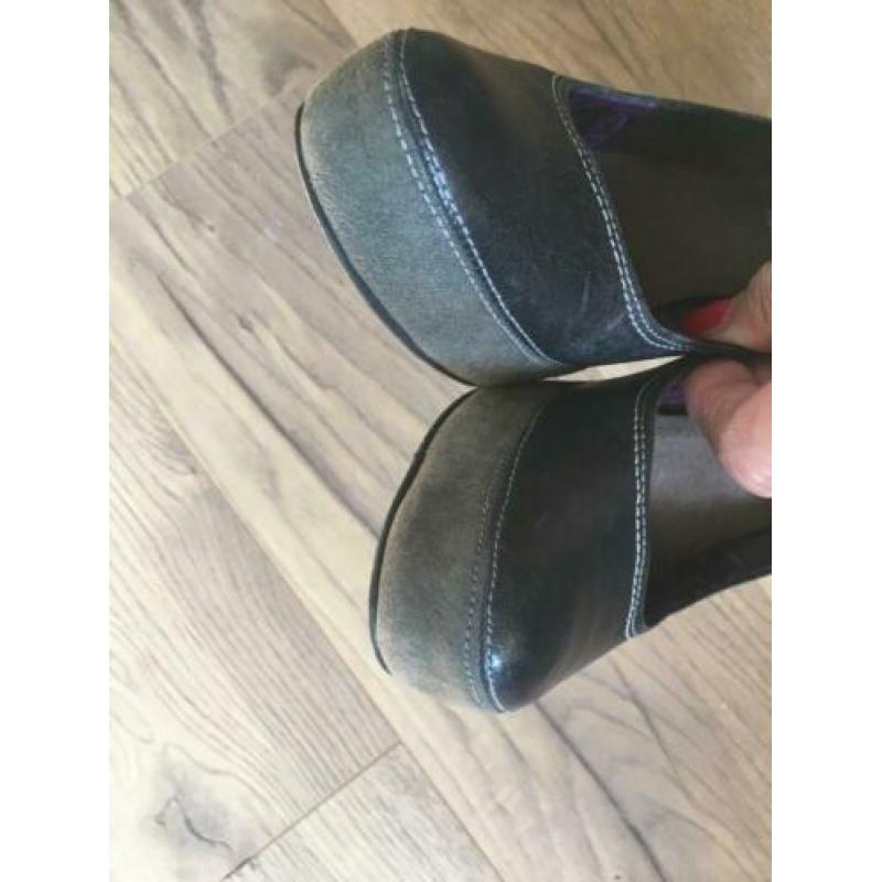 MEXX grijs leren pumps met plateau-zool mt 40