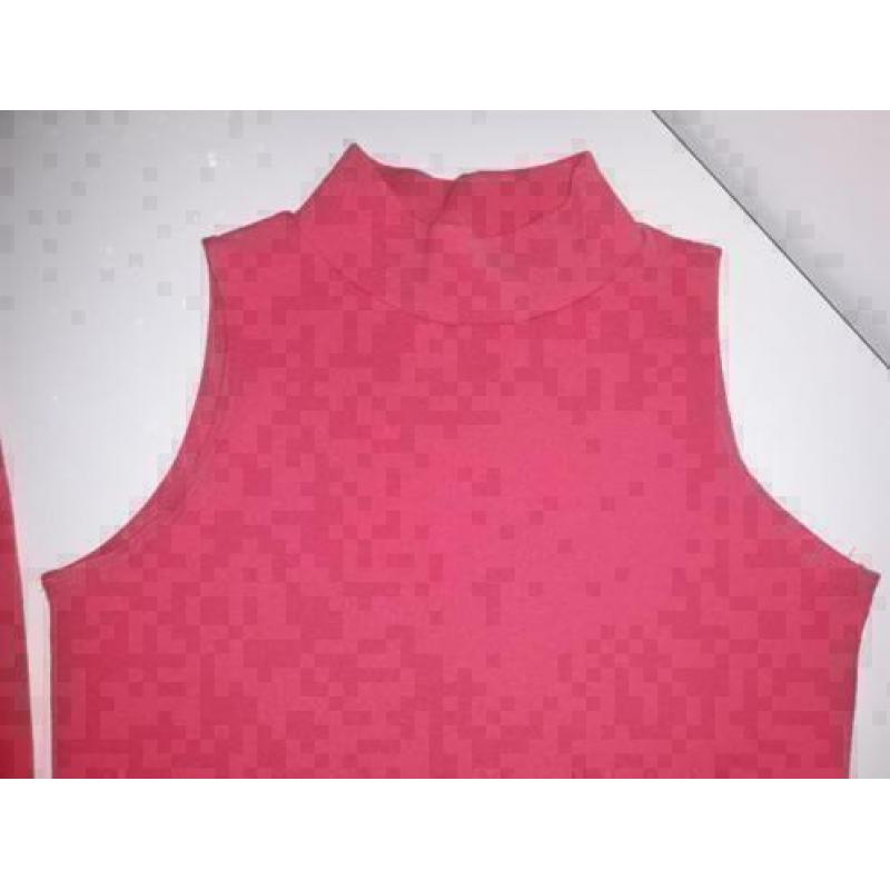 Roze set top & 3 kwart lange rok stretch size L Bieden