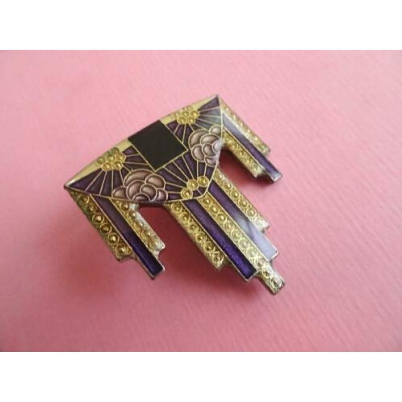 jwg Vintage 70s 80s Pierre Bex ART DECO stl emaille broche