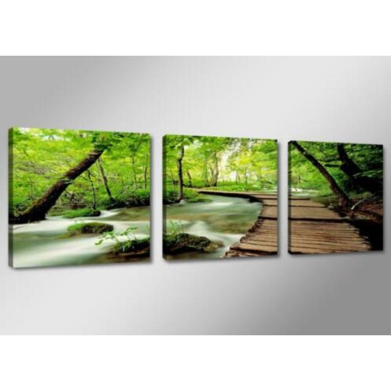Canvas schilderij 3 luik Noordzee Natuur Strand 150 x 50 cm