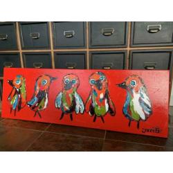 Gekleurde vogels rood 40x120