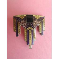 jwg Vintage 70s 80s Pierre Bex ART DECO stl emaille broche