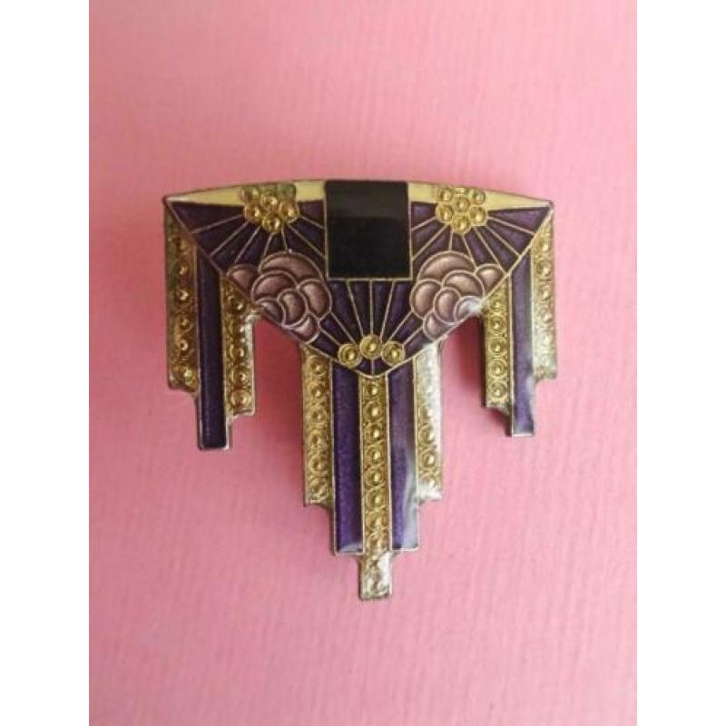 jwg Vintage 70s 80s Pierre Bex ART DECO stl emaille broche