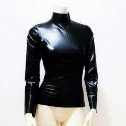 Latex top zwart sexy trendy stretch slank NIEUW mt. L: 60,-