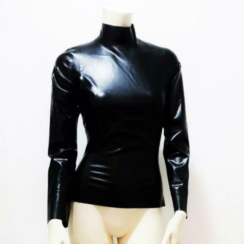 Latex top zwart sexy trendy stretch slank NIEUW mt. L: 60,-