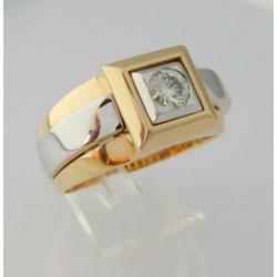 18 karaat Gouden Bicolor Herenring 0.50 crt Briljantgeslepen