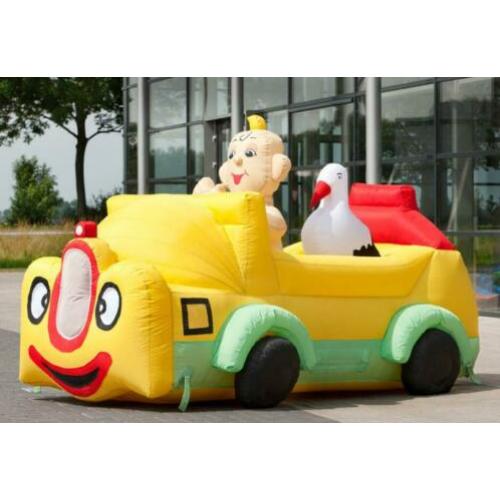 Opblaas Baby met ooievaar in auto erg leuk