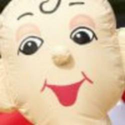 Opblaas Baby met ooievaar in auto erg leuk