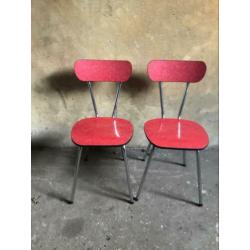 2 retro rode stoelen