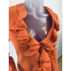 Marc Cain koraal viscose stretch gebreid vestje - 38