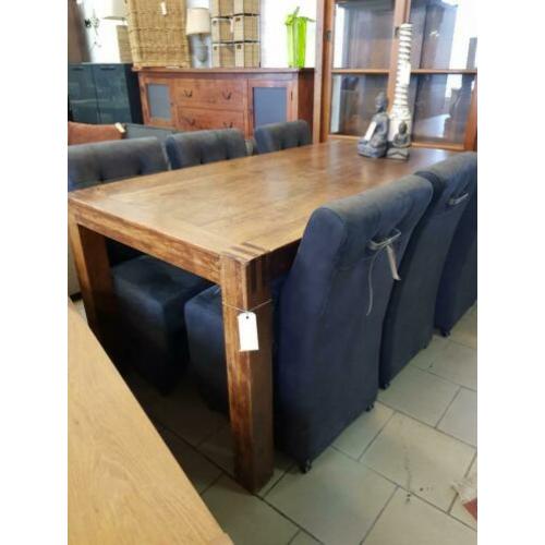 Eettafel massief mango 180x90cm met 6 stoelen Zeer netjes