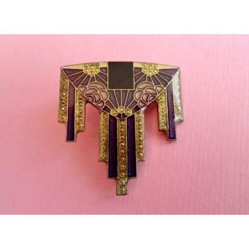 jwg Vintage 70s 80s Pierre Bex ART DECO stl emaille broche