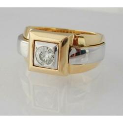 18 karaat Gouden Bicolor Herenring 0.50 crt Briljantgeslepen