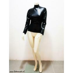 Latex top zwart sexy trendy stretch slank NIEUW mt. L: 60,-