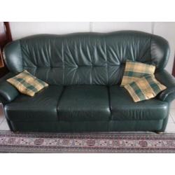 Leren 3 zits bank en 1 fauteuil
