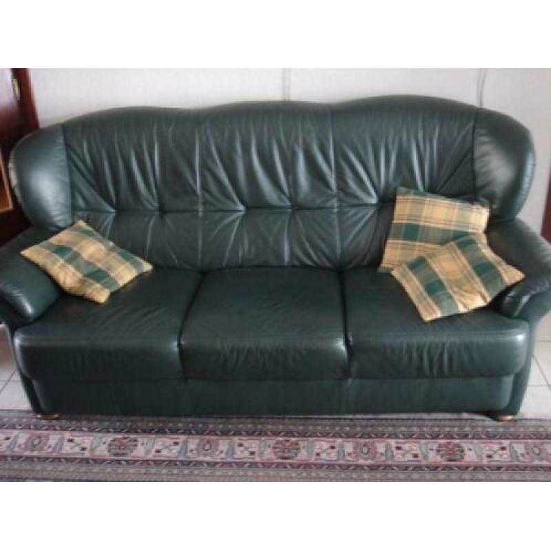 Leren 3 zits bank en 1 fauteuil
