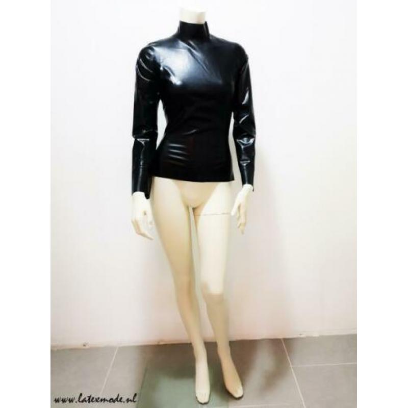Latex top zwart sexy trendy stretch slank NIEUW mt. L: 60,-