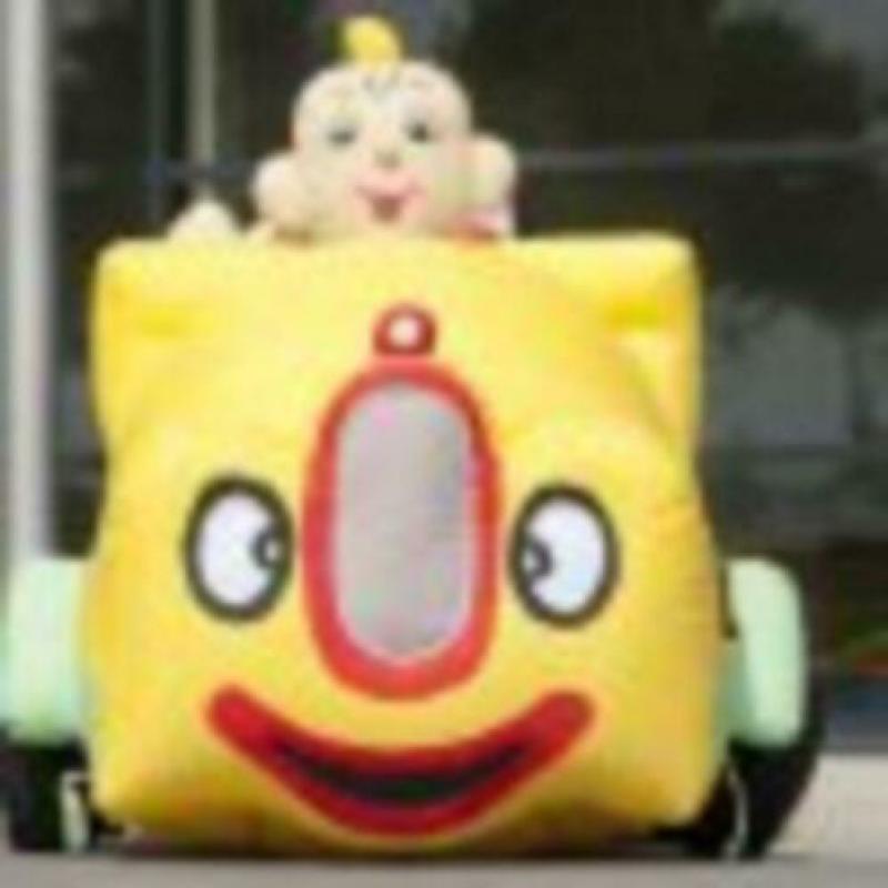 Opblaas Baby met ooievaar in auto erg leuk