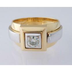 18 karaat Gouden Bicolor Herenring 0.50 crt Briljantgeslepen