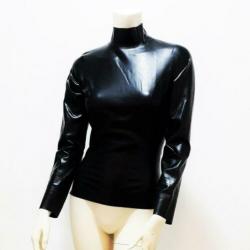Latex top zwart sexy trendy stretch slank NIEUW mt. L: 60,-