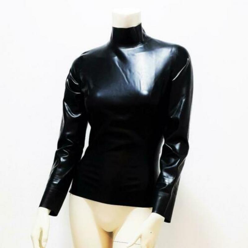 Latex top zwart sexy trendy stretch slank NIEUW mt. L: 60,-