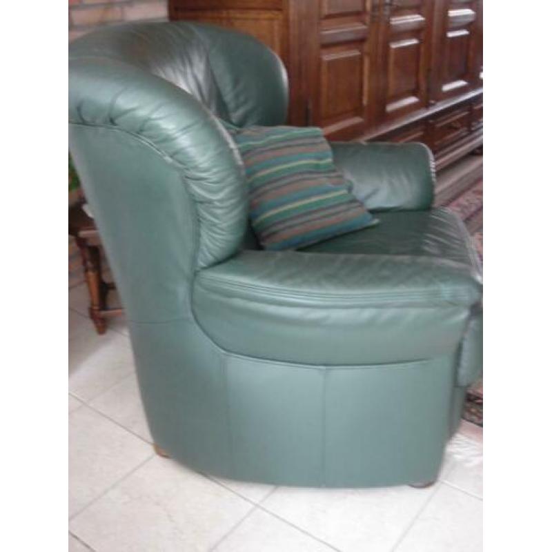 Leren 3 zits bank en 1 fauteuil