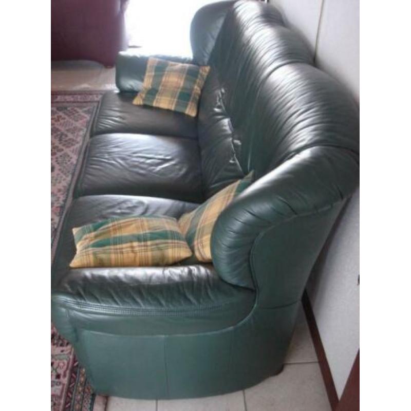 Leren 3 zits bank en 1 fauteuil