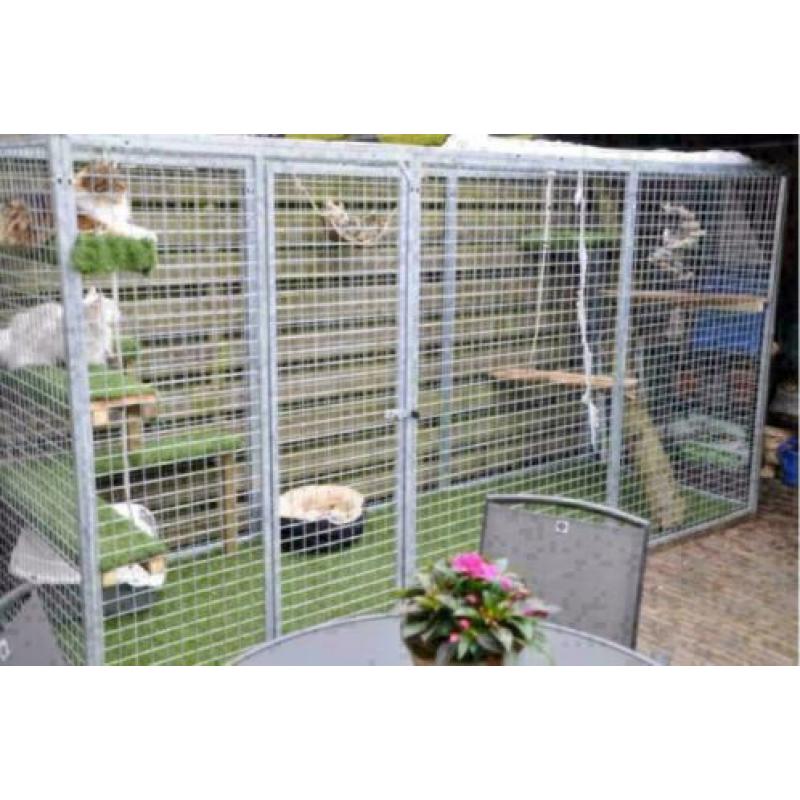 Kattenren gegalvaniseerd B=120 x D=180 x H= 180 cm