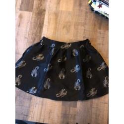 Nikkie skorpion skirt rok maat 36 S zwart zilver ballon