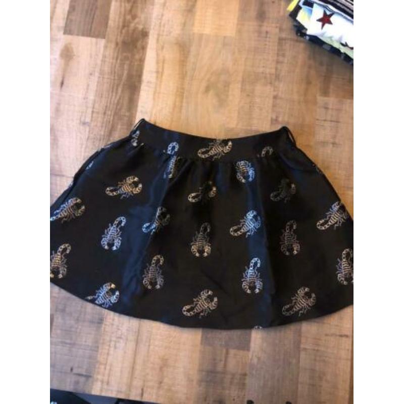 Nikkie skorpion skirt rok maat 36 S zwart zilver ballon