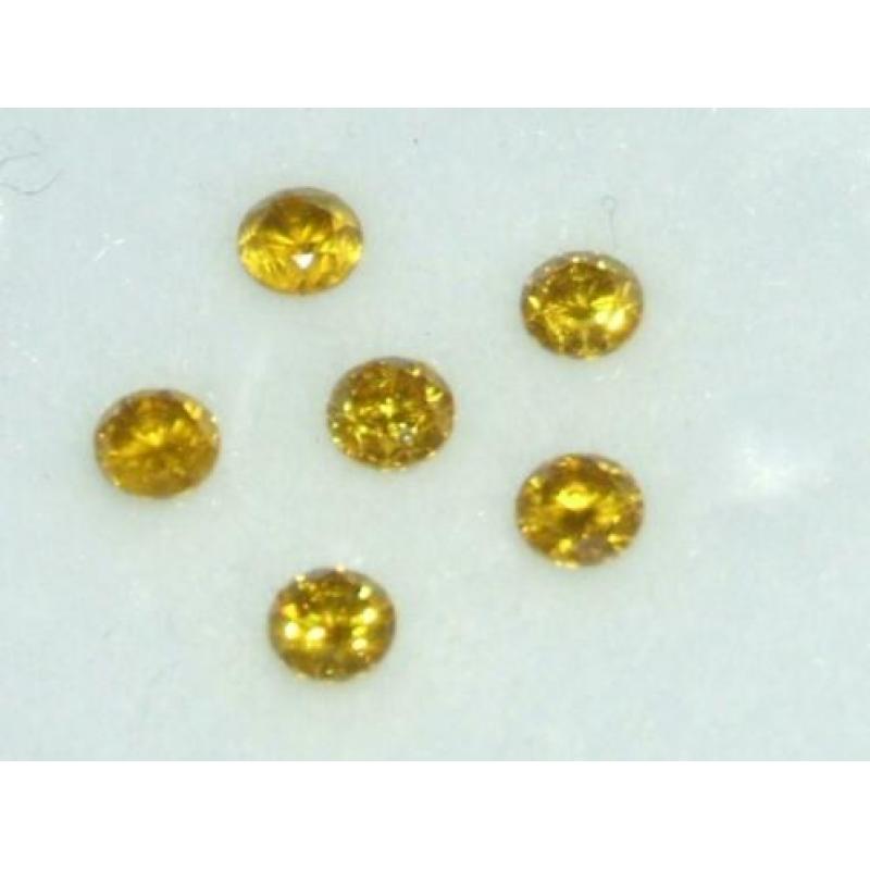 6 diamant edelstenen - diamanten briljant 0.36crt VS2 geel
