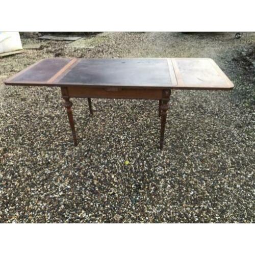 Antiek victoriaanse coulissen schrijftafel met 2 inlegbladen