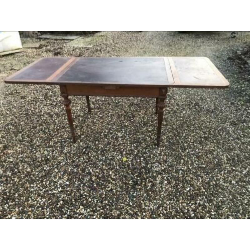 Antiek victoriaanse coulissen schrijftafel met 2 inlegbladen