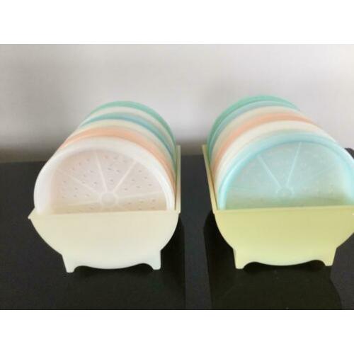 Vintage Tupperware pastelkleurige onderzetters