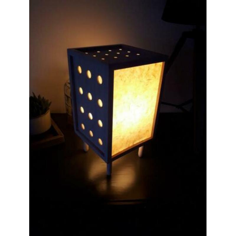 zgan Unieke houten sfeervolle lamp met warm licht