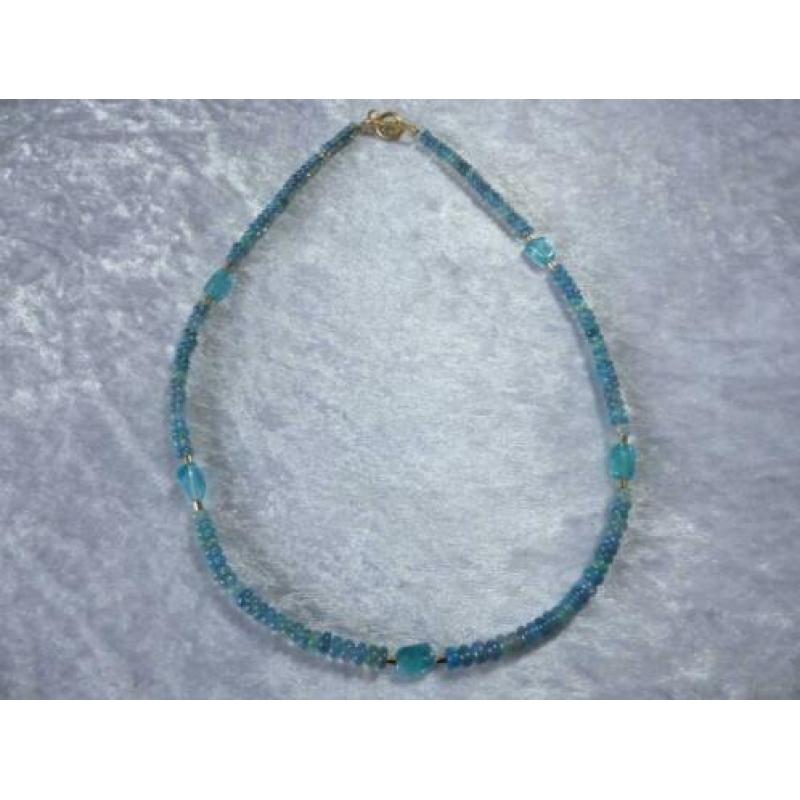 Prachtig Collier met Opaaltjes en Aquamarijn - Verguld Zilve